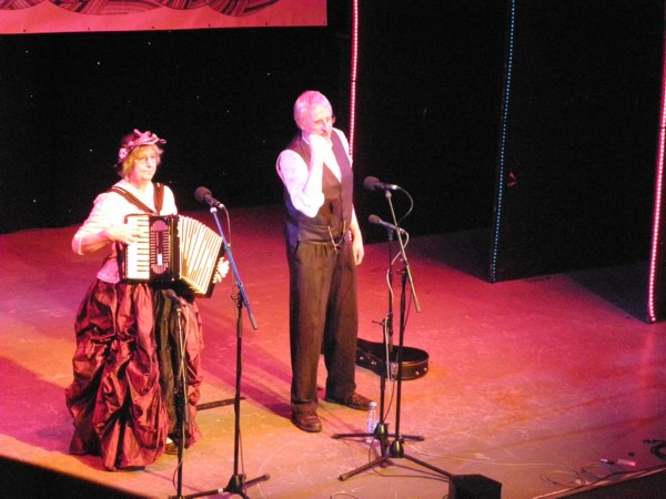 Maggie and Stan playing the 2015 Whitby Folk Week Music Hall concert at the Spa Theatre